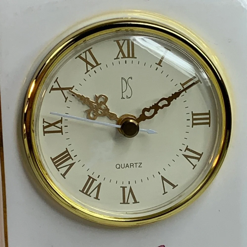 PS Limited Edition (Paul Sebastian) Quartz Mantel Clock Floral Accent Desk Decor